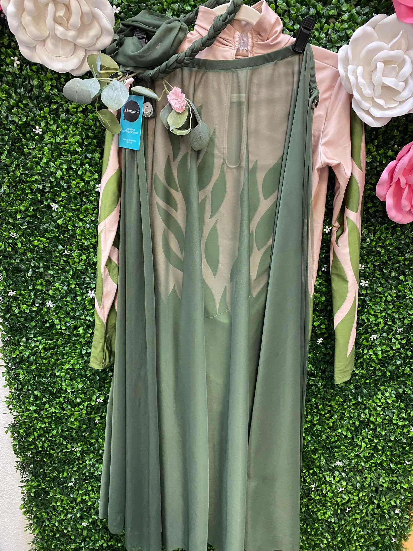 Adult X-Large Nude/Green Leotard with Skirt Costume