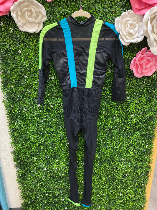 Adult Small Black Unitard with Neo Straps Costume