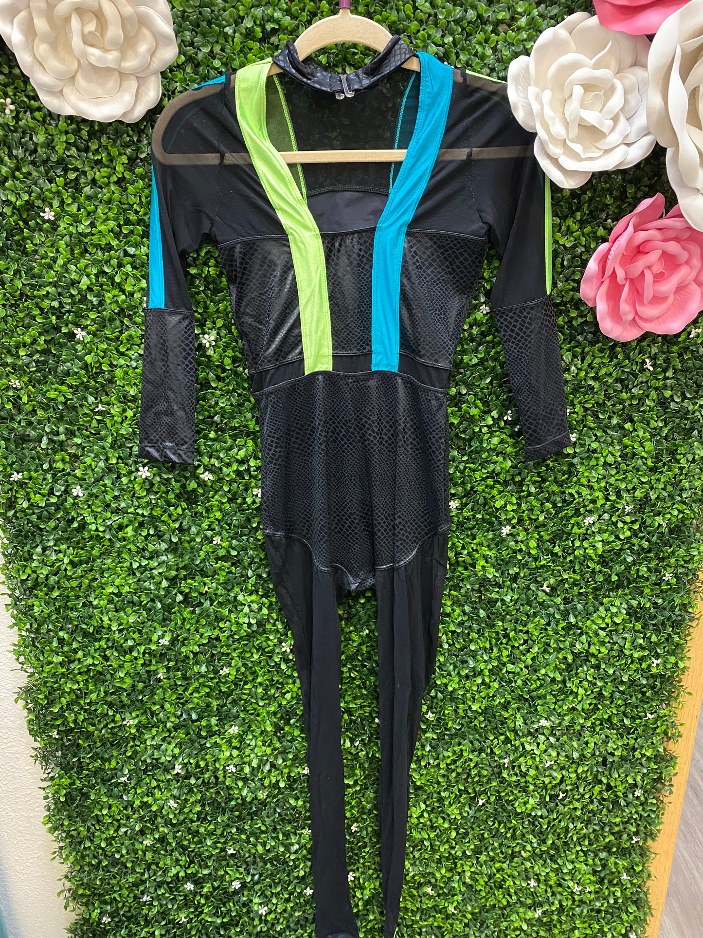 Adult Small Black Unitard with Neo Straps Costume