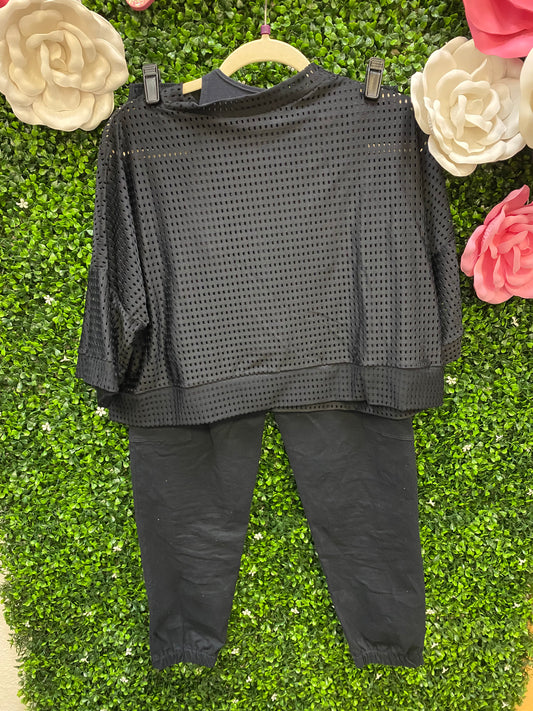 Adult Small Black Mesh Top with Black Pants Costume