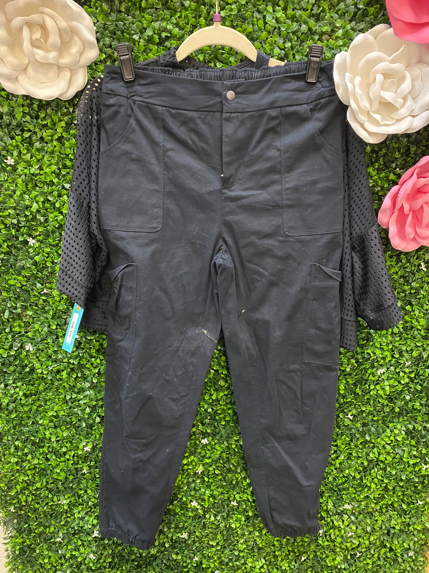 Adult Small Black Mesh Top with Black Pants Costume