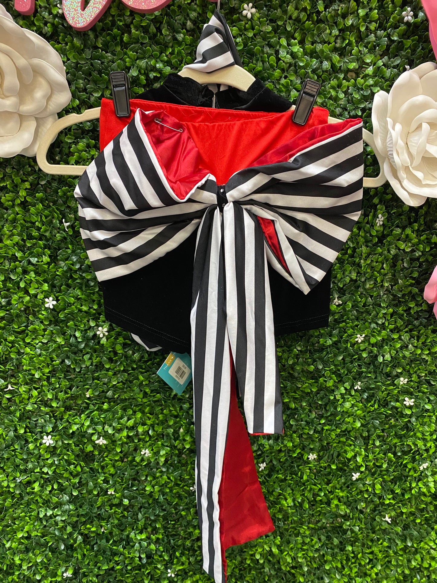 Child X-Large White Black Stripped Costume with Red Band