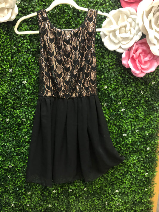 Adult X-Small Black with Gold Sequin Dress