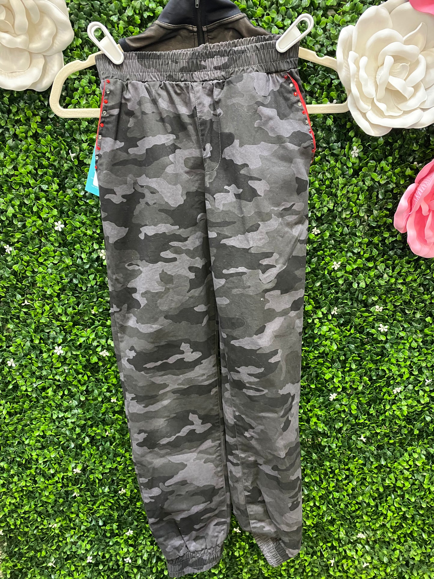 Child Intermediate Black Stoned Crop and Camo Pants Costume