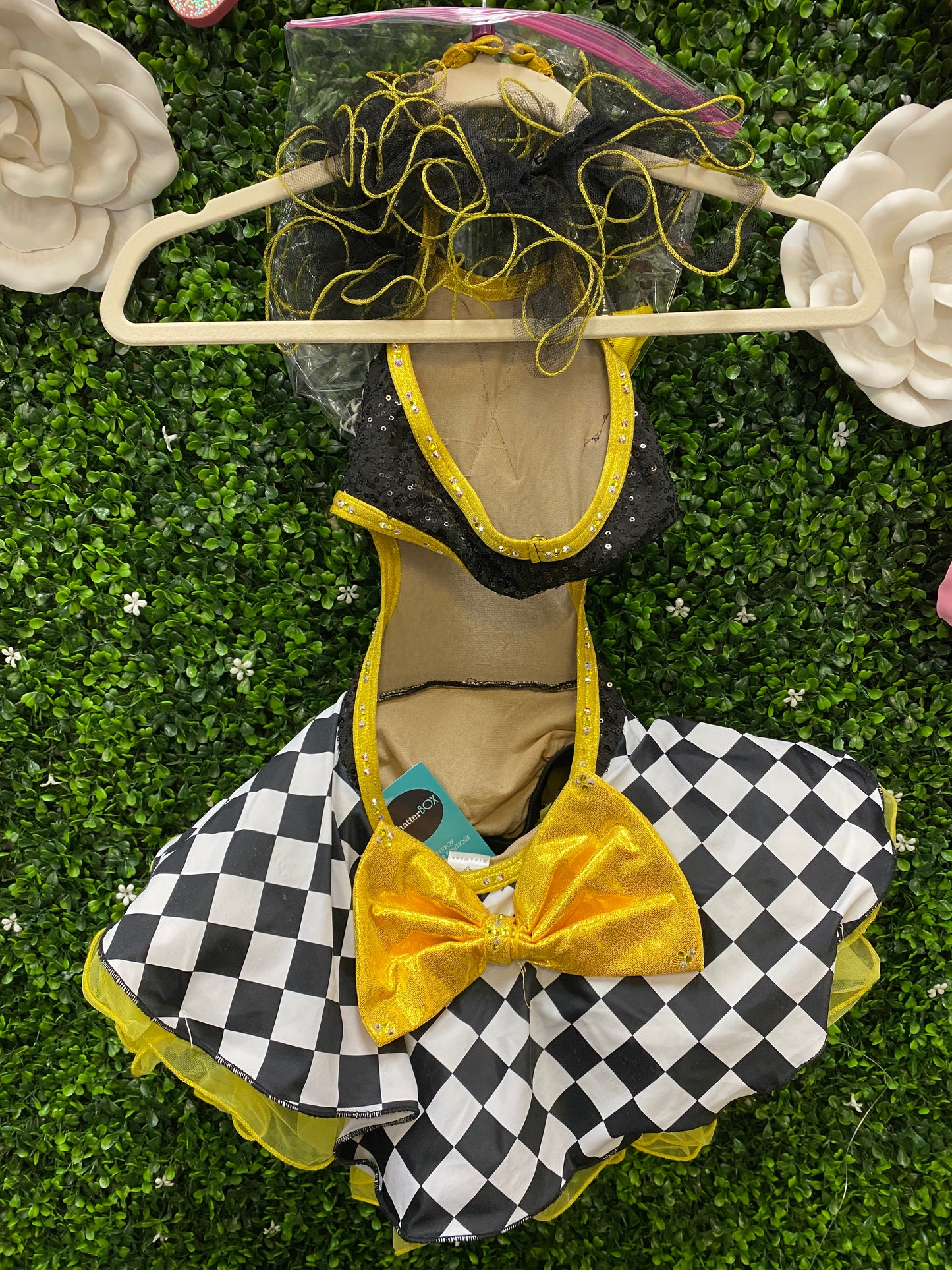 Child Small Black Gold Checkered Costume