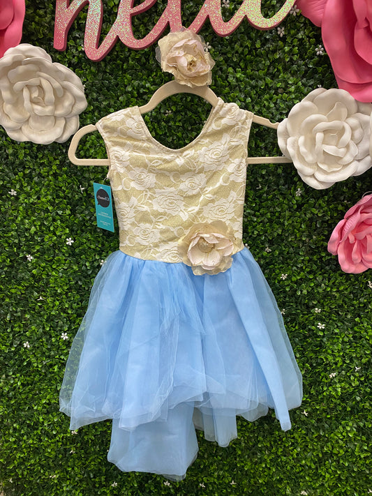 Child Small Cream Blue Ballet Costume