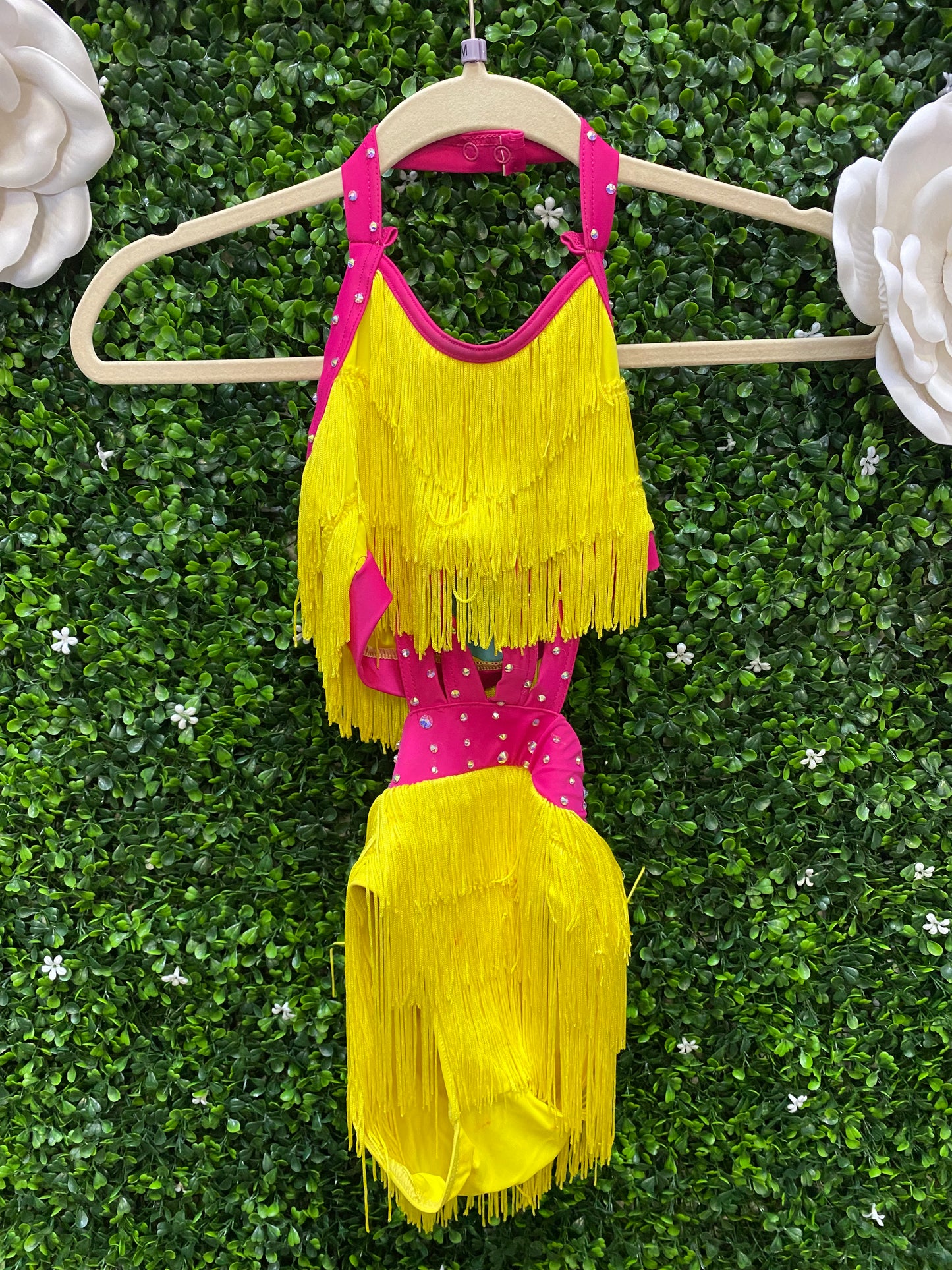 Child Medium Yellow Fringe Pink Costume