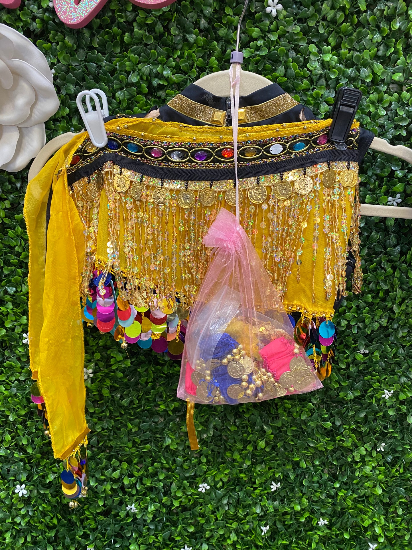 Child Medium Black Crop with Coin Skirt Costume