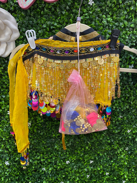 Child Medium Black Crop with Coin Skirt Costume