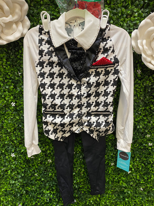 Child Small Black White Top Black Pants Costume