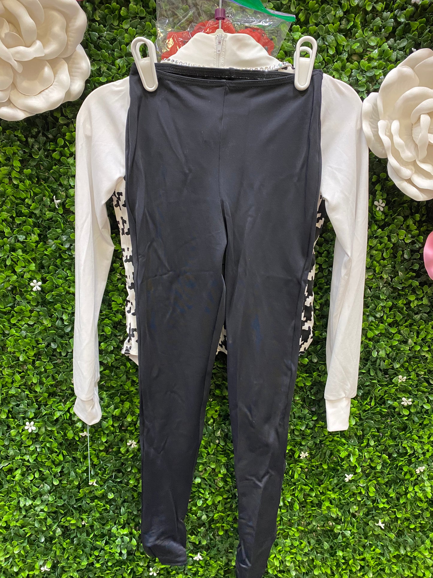 Child Small Black White Top Black Pants Costume