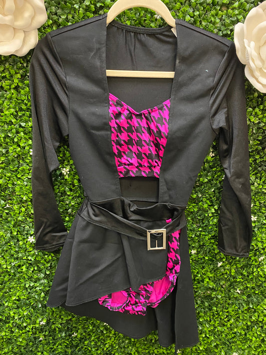 Teen Black with Pink Accent Leotard Costume