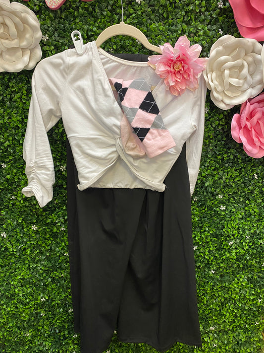 Teen White Top Black Pants with Gold Buttons