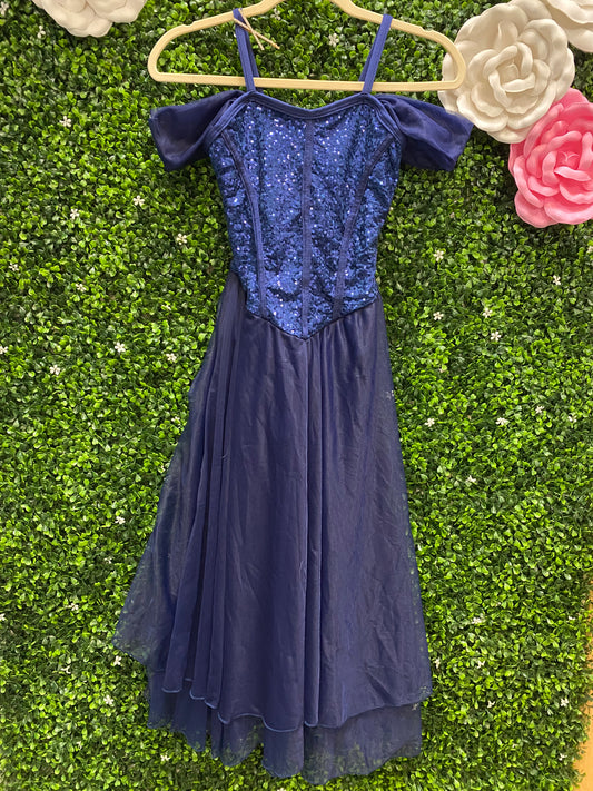 Child Large Blue Sequin Ballet Dress