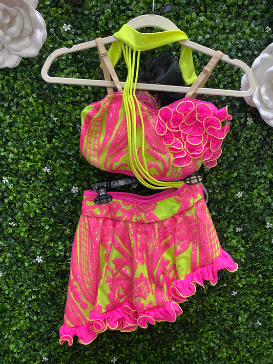 Adult Small Pink and Yellow Latin Costume