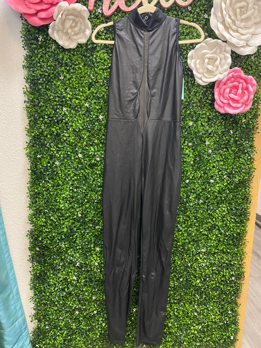 Adult Large Black Pleather Unitard