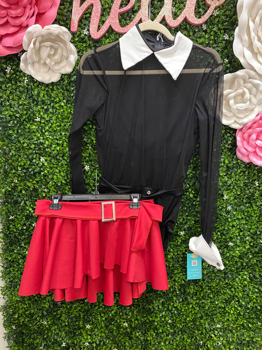 Adult Large Black Leo with Red Skirt