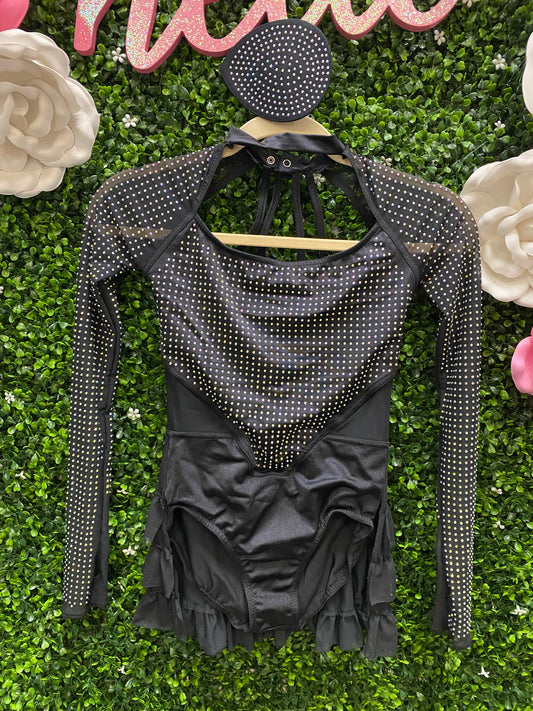 Child Medium Black Stone Leotard with Skirt Costume