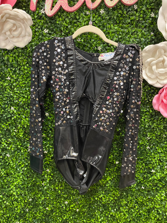 Adult Medium Black and Silver Spiked Leotard