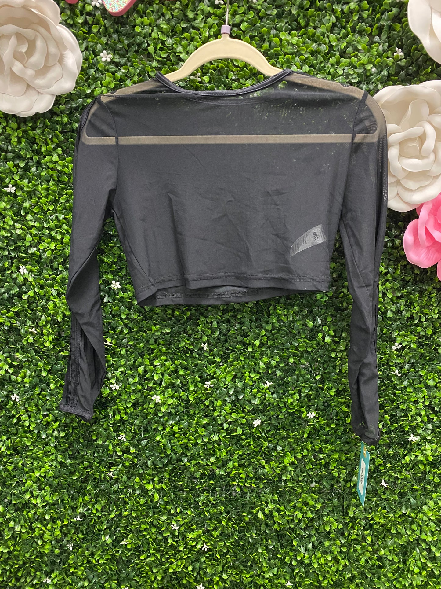 Child Medium Sheer Crop Long Sleeve Top