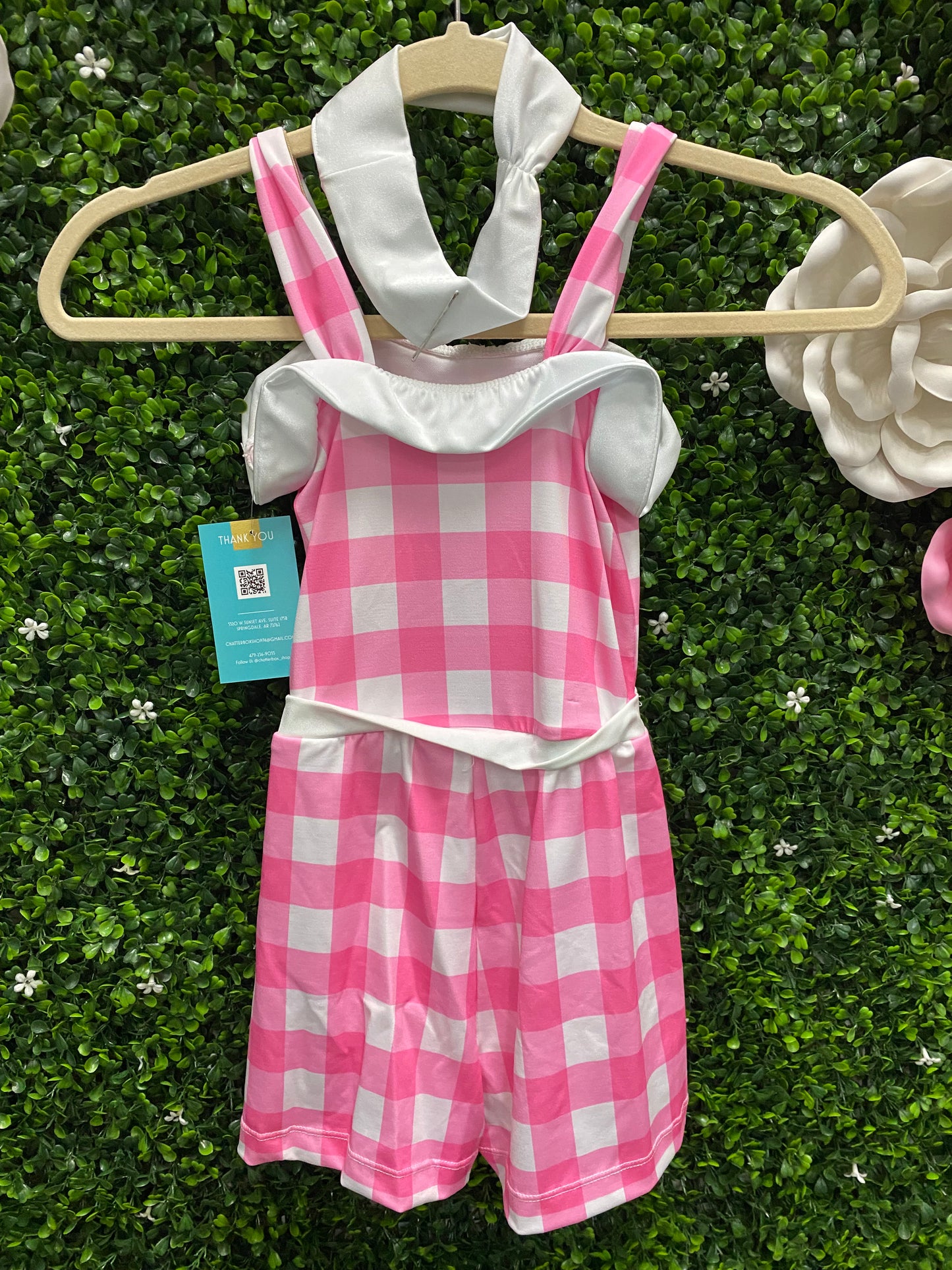 Child Medium Pink White Plaid Jumper Costume