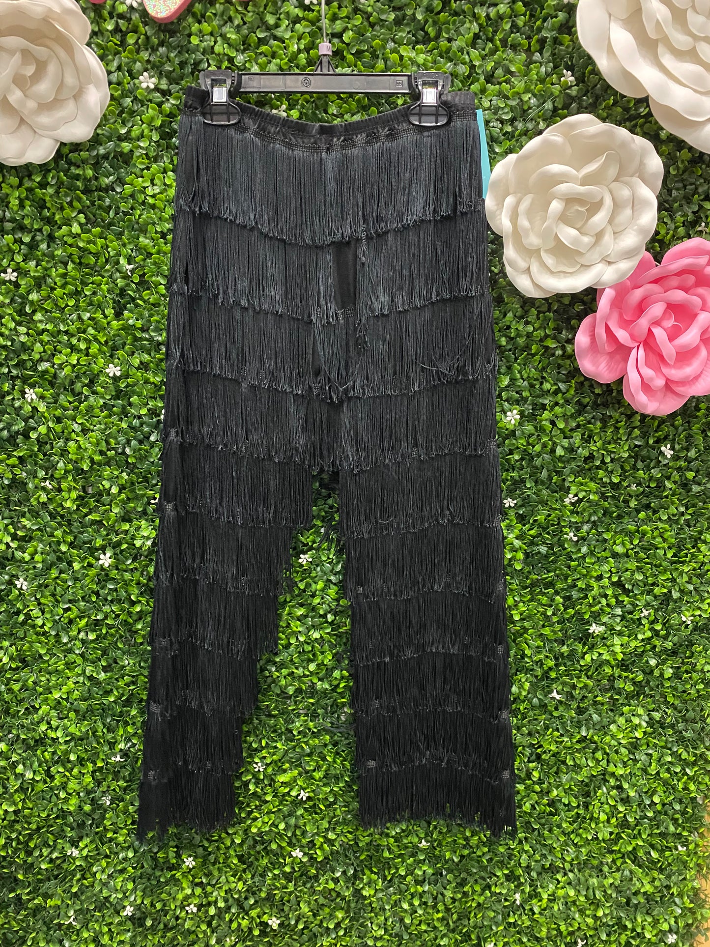 Child Medium Black Fringe Pants