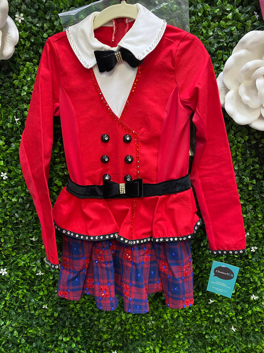 Child Small Red Plaid Collared Costume