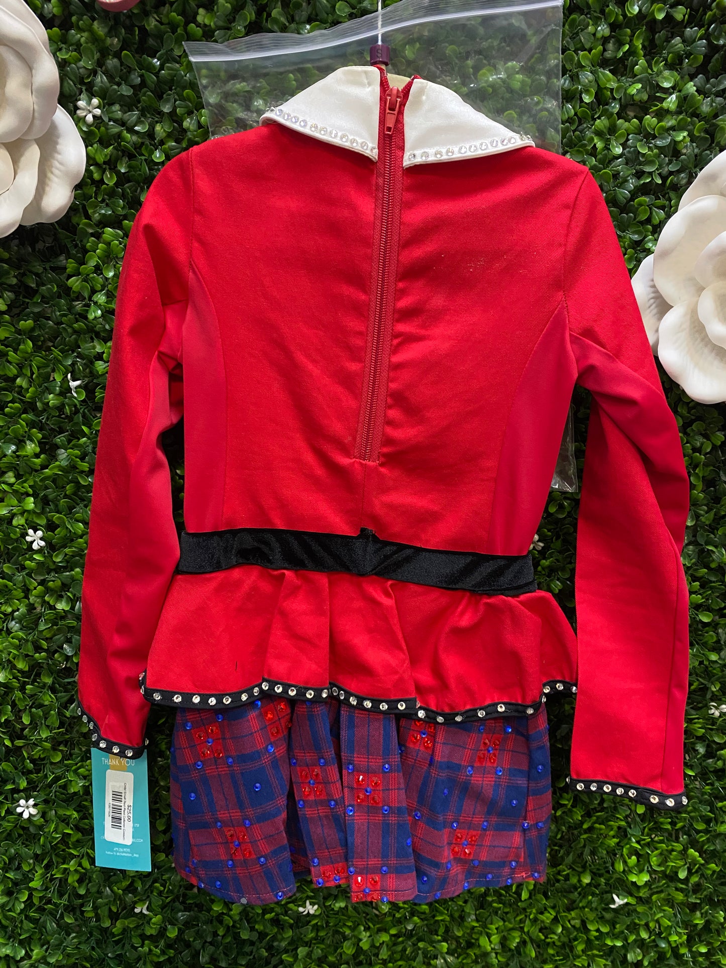 Child Small Red Plaid Collared Costume