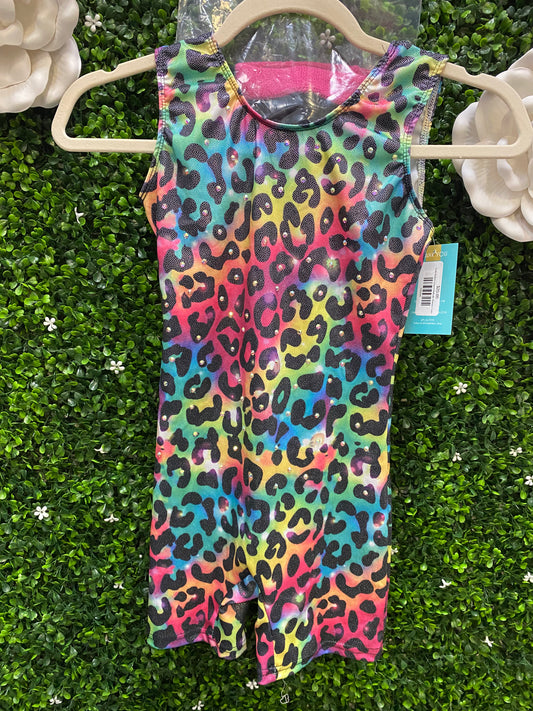 Child Medium Leopard Multicolor Biketard Costume