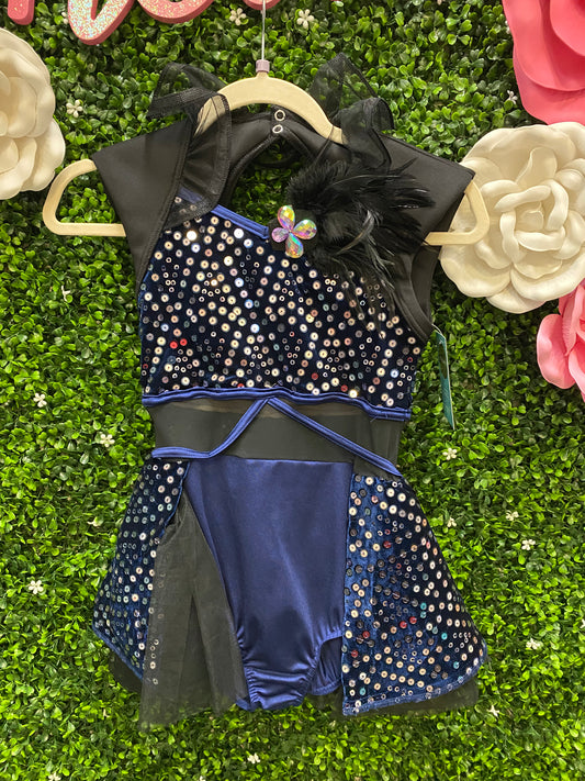 Child Medium Blue Black Sequin Costume