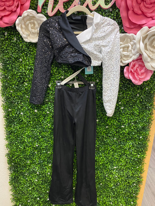Child Medium Black White Pants Costume
