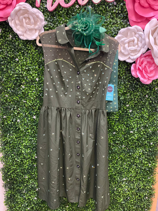 Adult Large Green Dress with Stones Costume