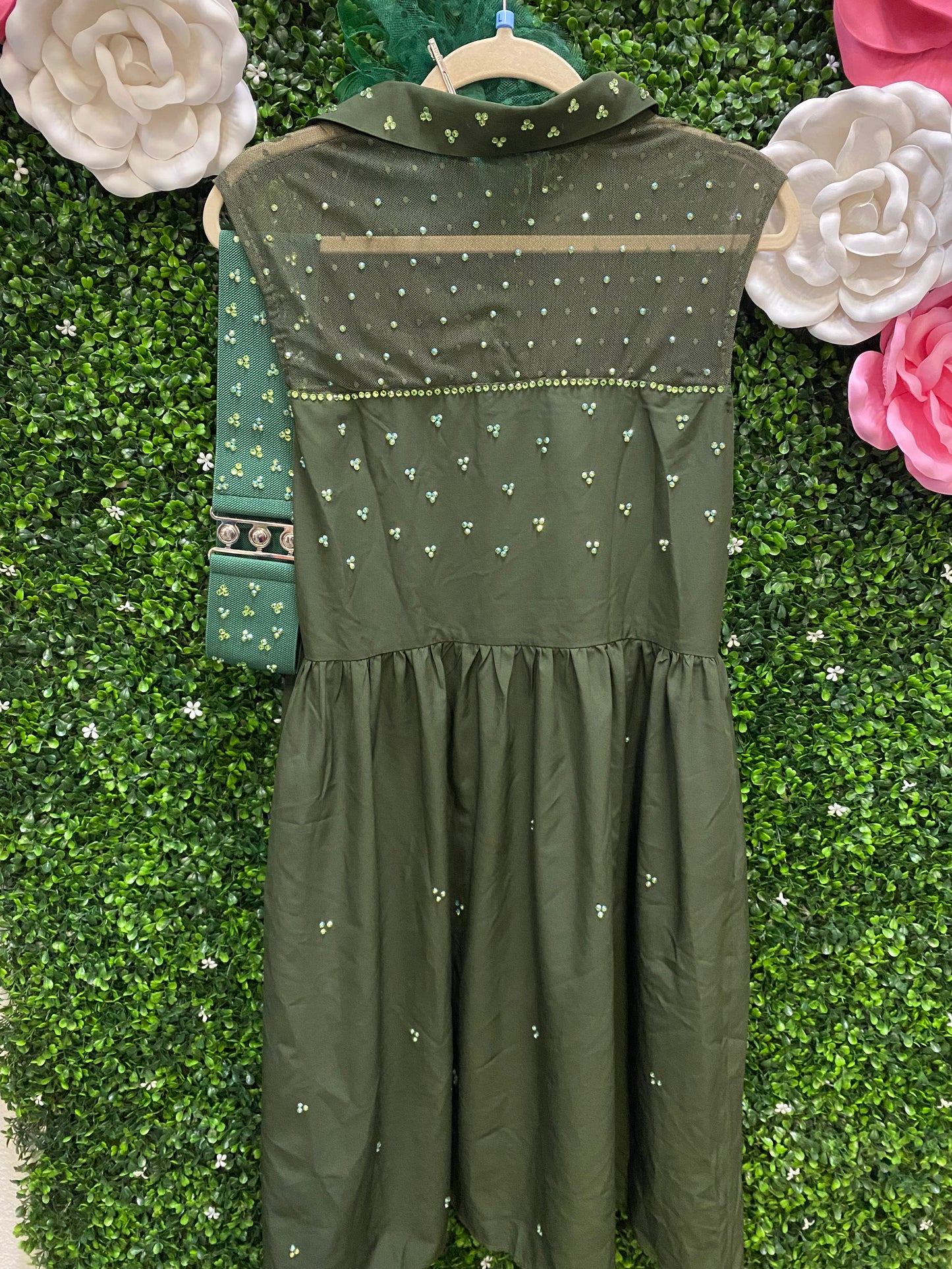 Adult Large Green Dress with Stones Costume
