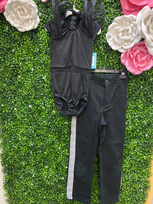 Child Medium Black Leo w/ Puffy sleeves and Black Plaid Pants