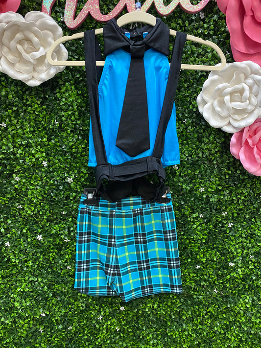 Child Large Blue Plaid Two Piece Costume