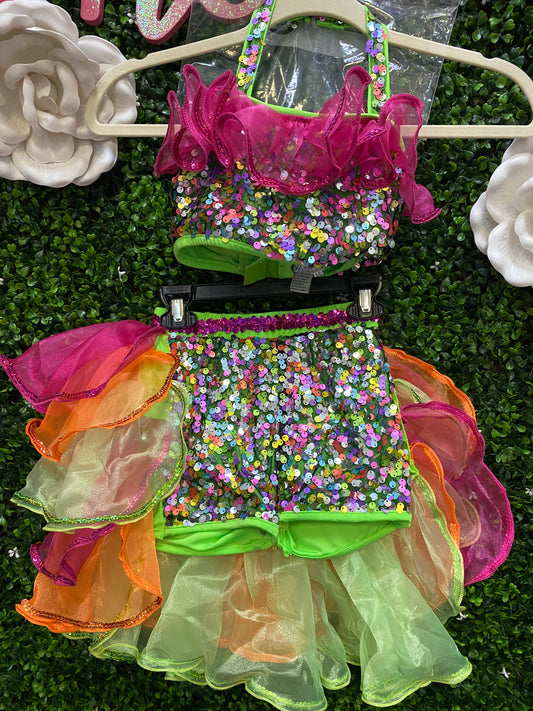 Child Large Green Sequin Multicolor Costume