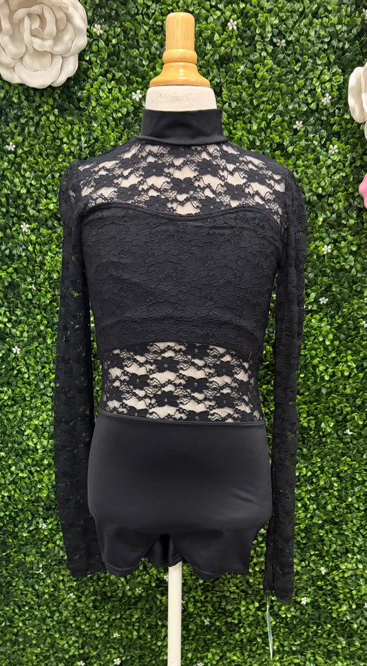 Adult Small Black Lace Biketard