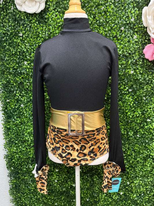 Adult Medium Black Leotard with Leopard Brief Costume