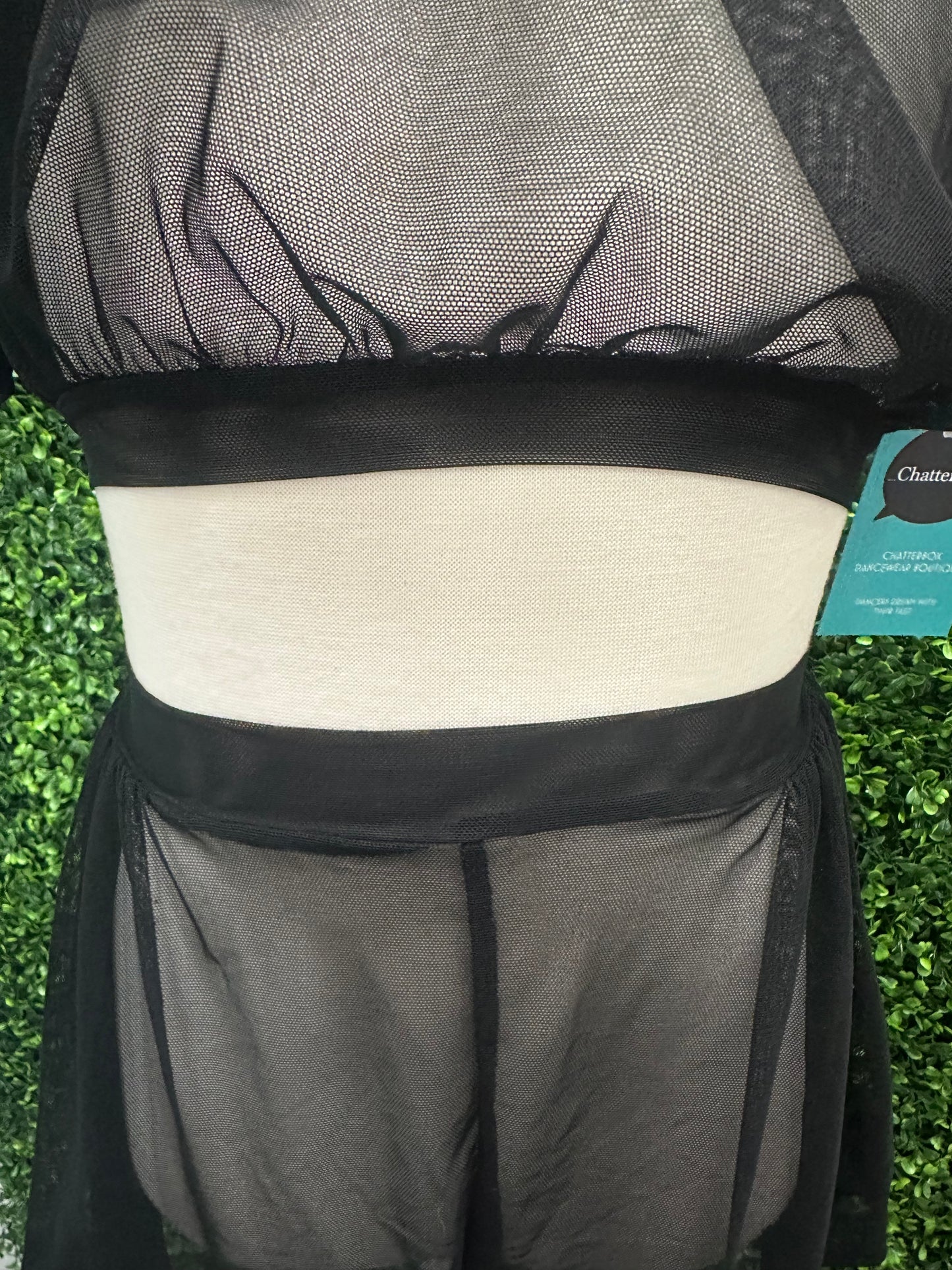 Adult Small Black Mesh 2 Piece