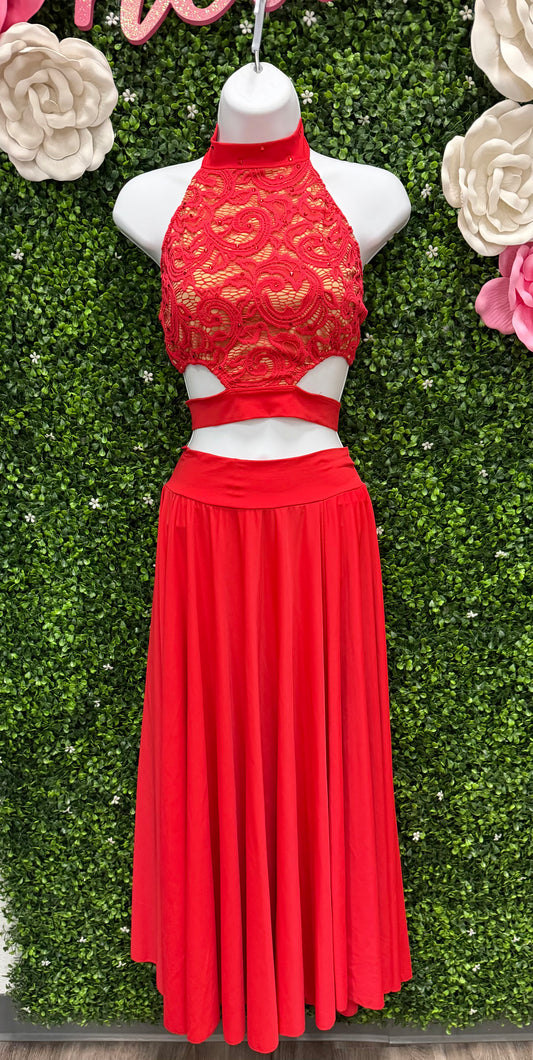 Adult Medium Red Top with Long Skirt
