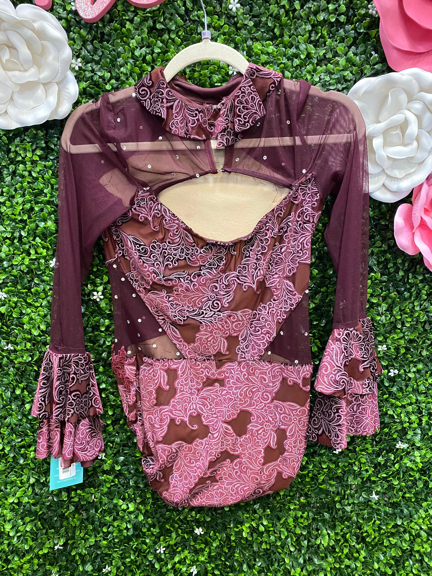 Adult Medium Maroon Appliquéd Leotard Costume