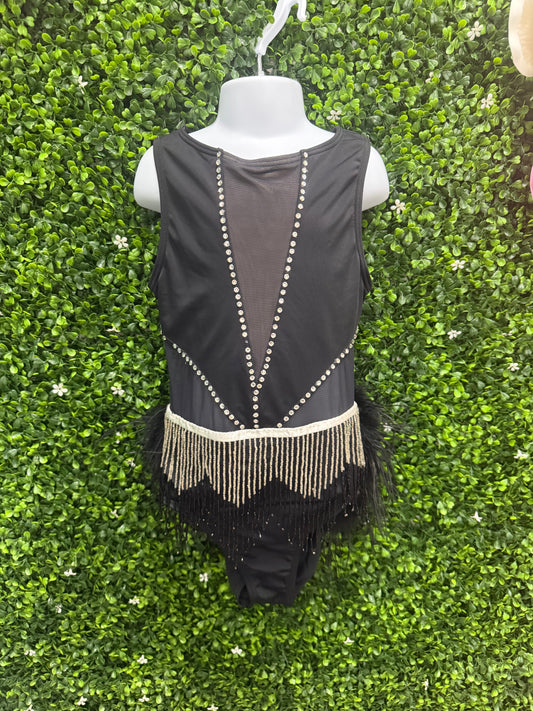 Child Medium Black and Silver Fringe Costume