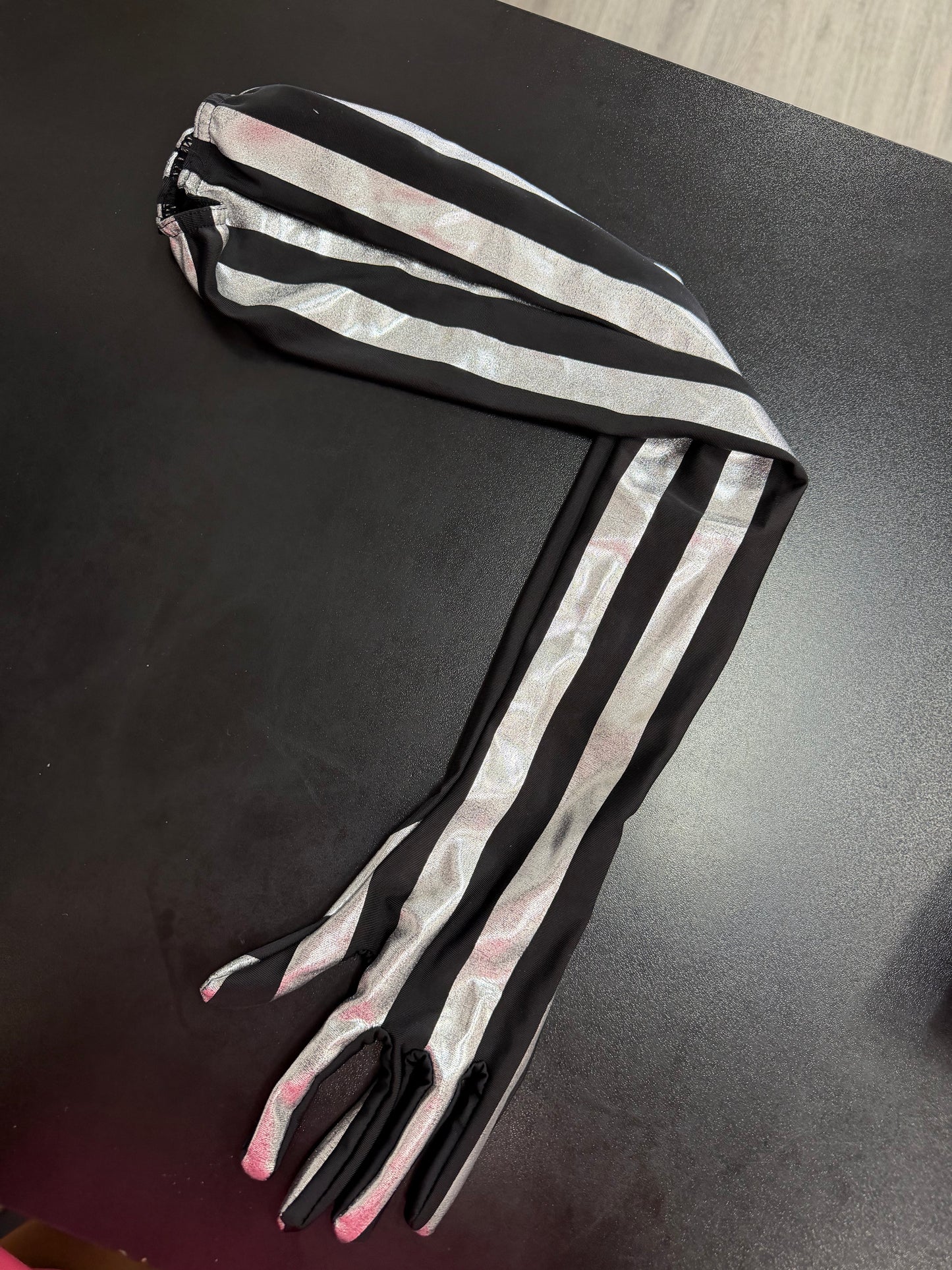 Adult Small Black and Silver One-Shoulder Dance Jumpsuit