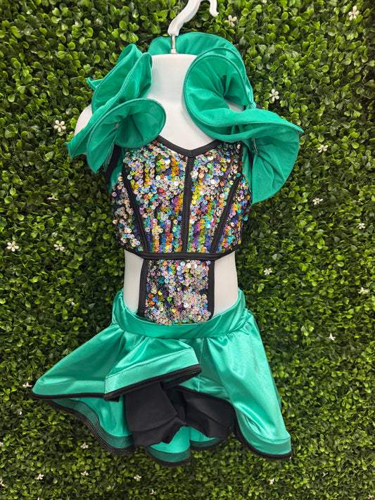 Child Small Teal Black Sequin Costume