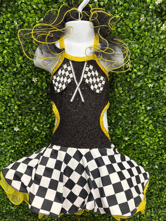 Child Small Black Gold Checkered Costume