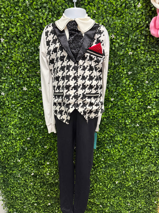 Child Small Black White Top Black Pants Costume