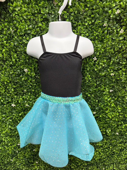 Child X-Small Black Leo with Blue Skirt Costume