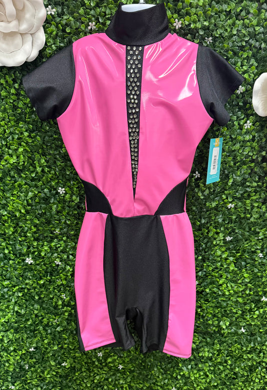 Child Medium Pink Black Leather Costume