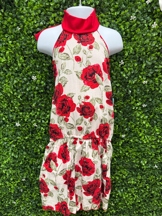 Child Medium Red Floral Romper Costume