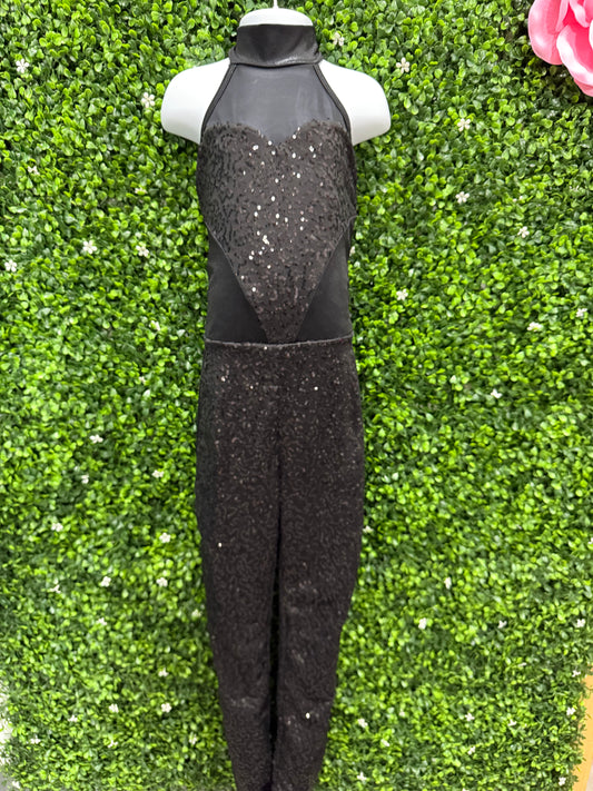 Child Medium Black Sequin Unitard
